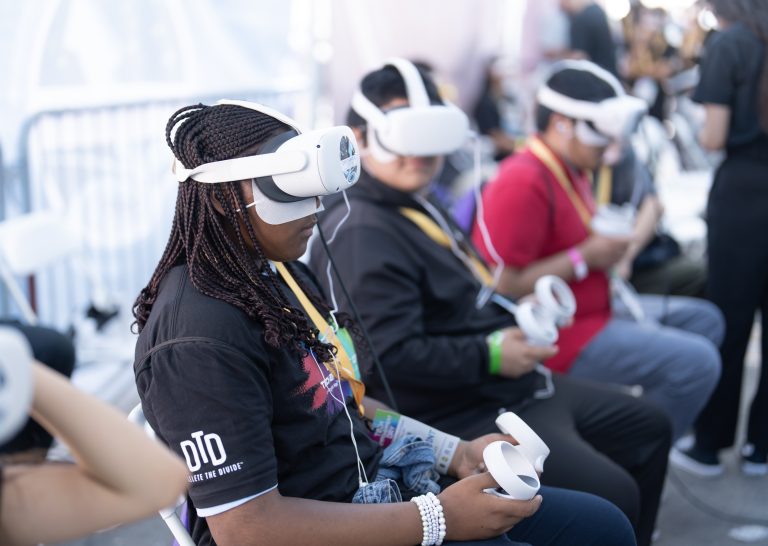 Teens using vr headset